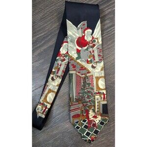 417 VAN HEUSEN Christmas Santa Chimney Holiday Men Silk Neck Tie (407)